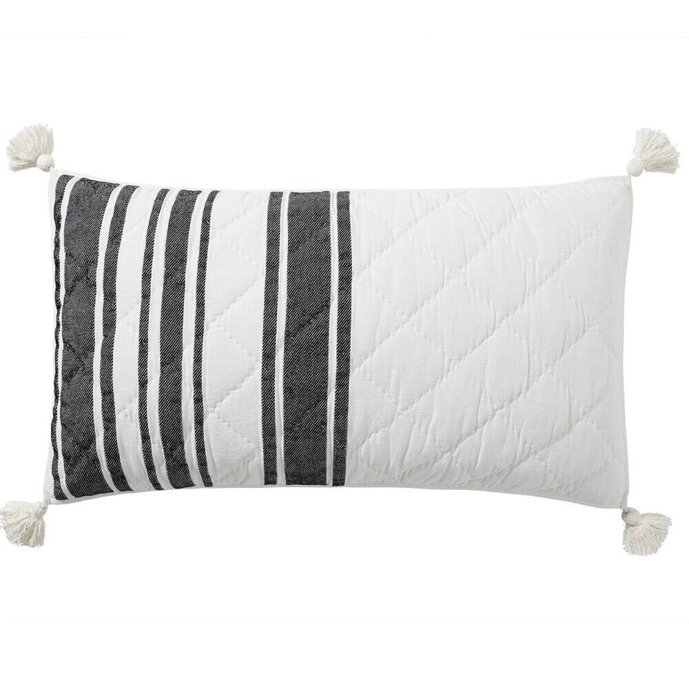 2 Pottery Barn Mesa Striped Tassel Cotton Quilted KING Pillow Sham Covers NWT